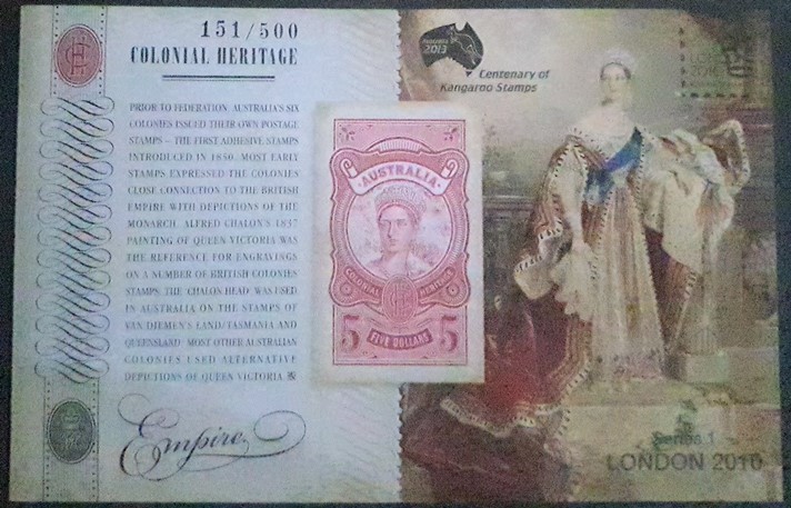 2010 AUS - SGMS3394 $5 QV "Imperf" Colonial Heritage Ltd Ed MNH